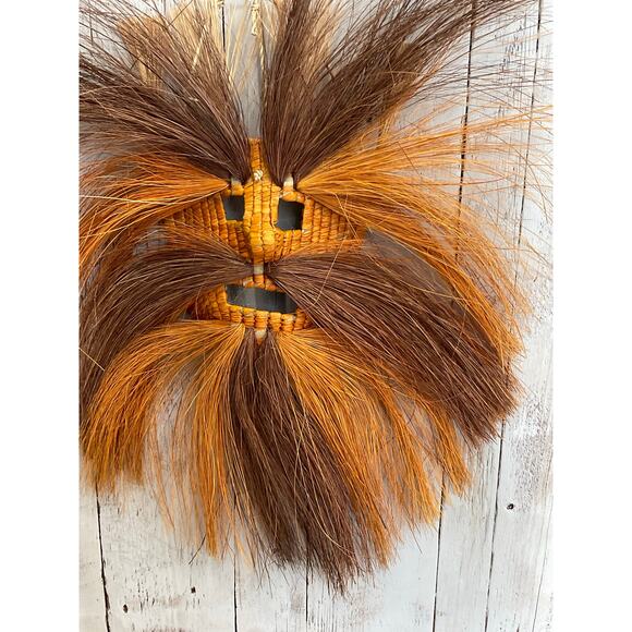 Woven Tribal Festival Mask Rustic Boho Decor Wearable Decorative Dimensional - Picture 5 of 10